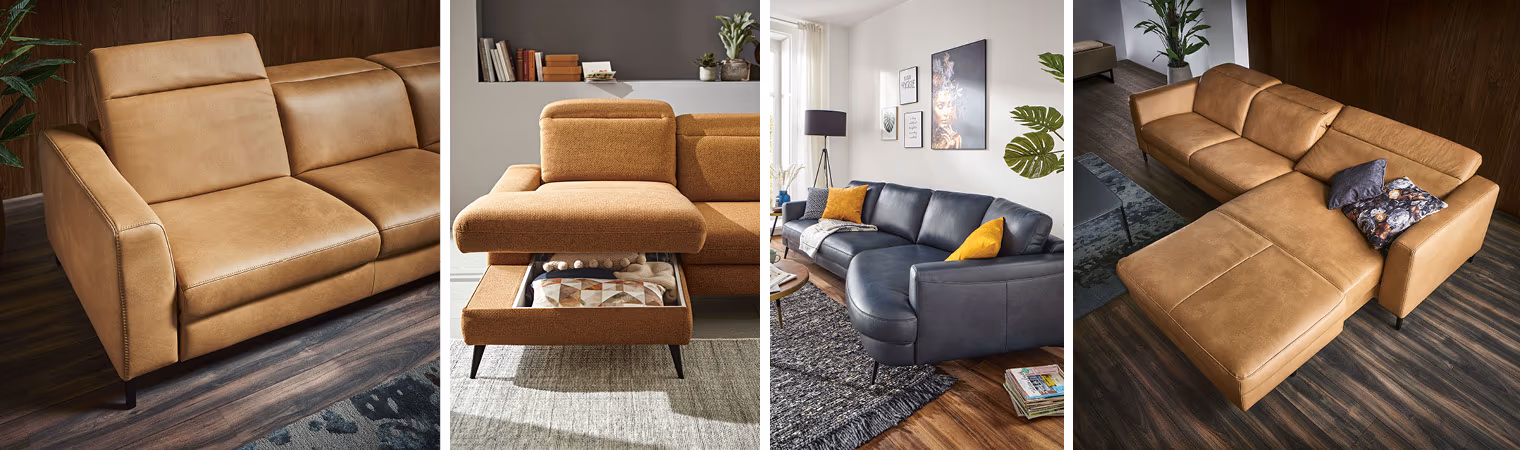 Sofas aller Art gibt es mit Leder-, Kunstleder- oder Stoffbezügen und in fast unendlich verschiedenen Designs. Bei Möbel Maier in Oberkirch-Nußbach beraten wir Sie gern.