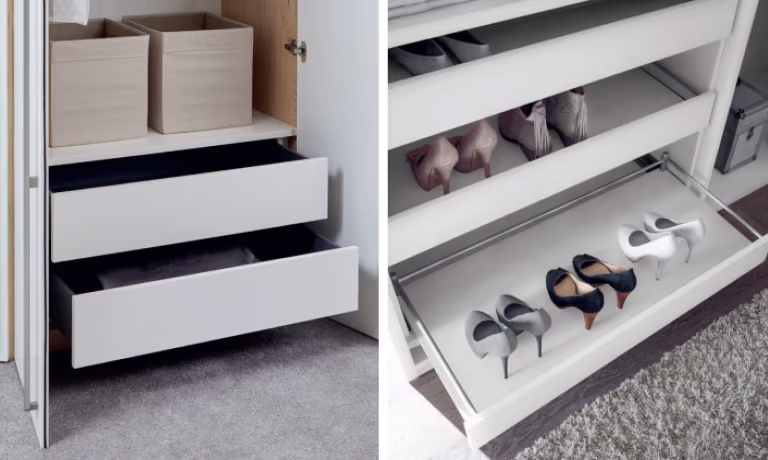 Innenausstattung Keiderschrank, Schubladen, ausziehbare Kleiderstange