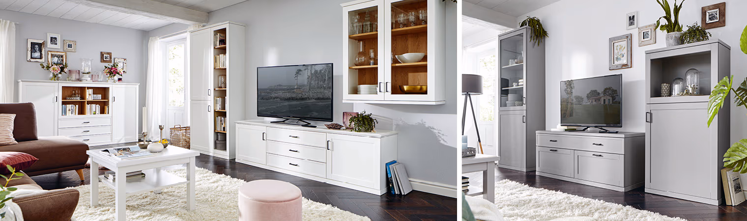 Der Landhausstil im Wohnzimmer sorgt für romantische und gemütliche Atmosphäre.