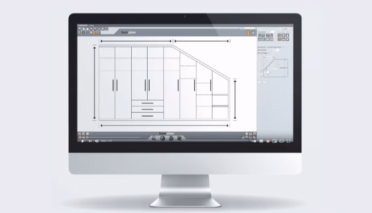 Computer Bildschirm mit Grundrisse eines Kleiderschrankes