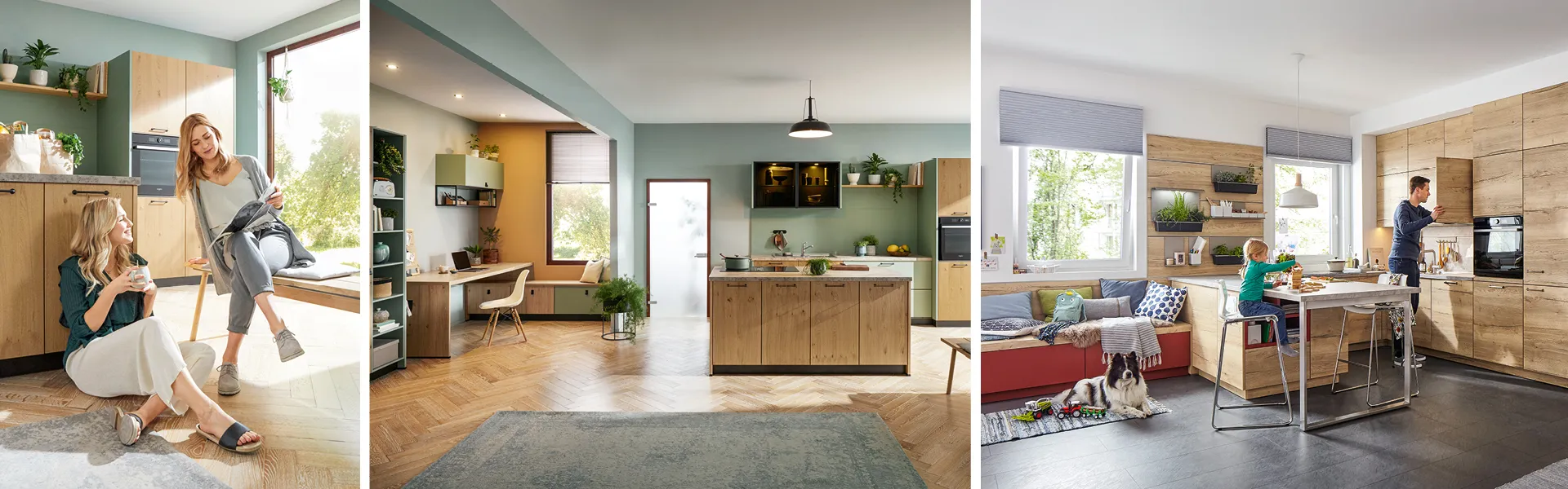 In der Wohnküche ist Raum für Freunde und Familie. Häufig ist sie mit einer Kücheninsel ausgestattet.