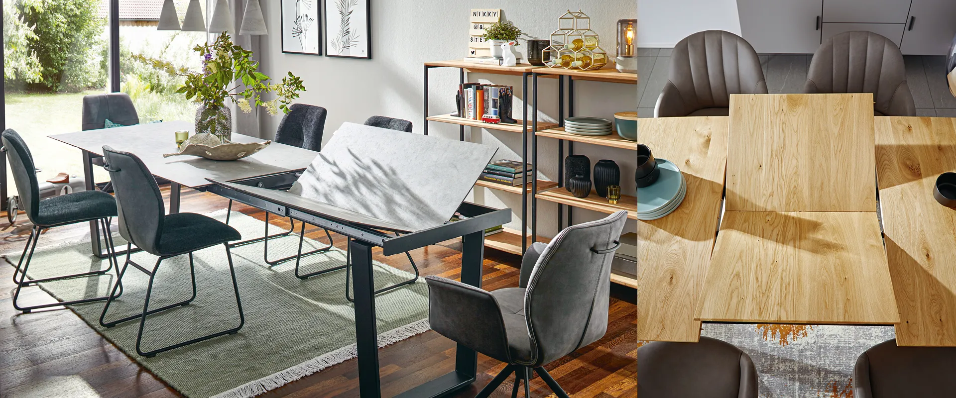 Ausziehbare und ausklappbare Esstische