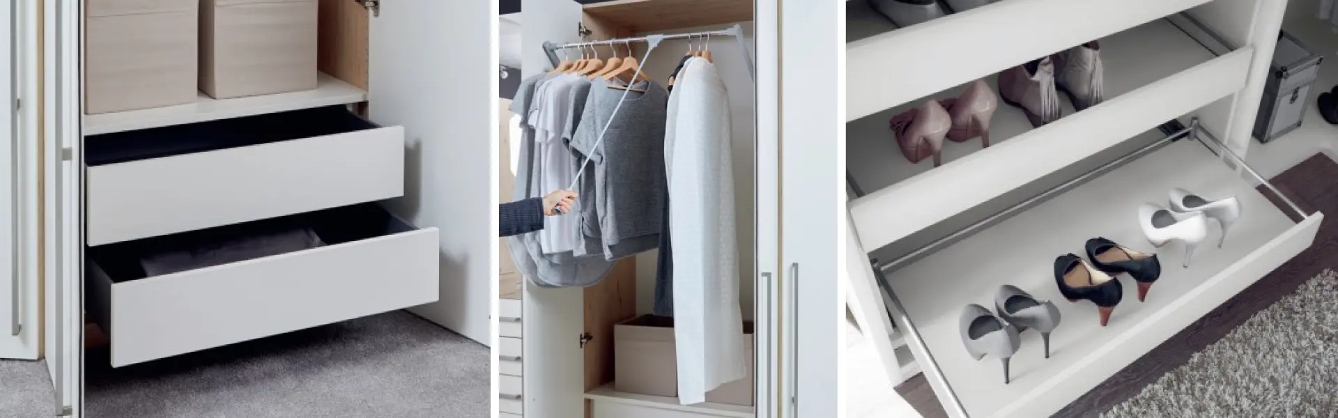 Innenausstattung Keiderschrank, Schubladen, ausziehbare Kleiderstange