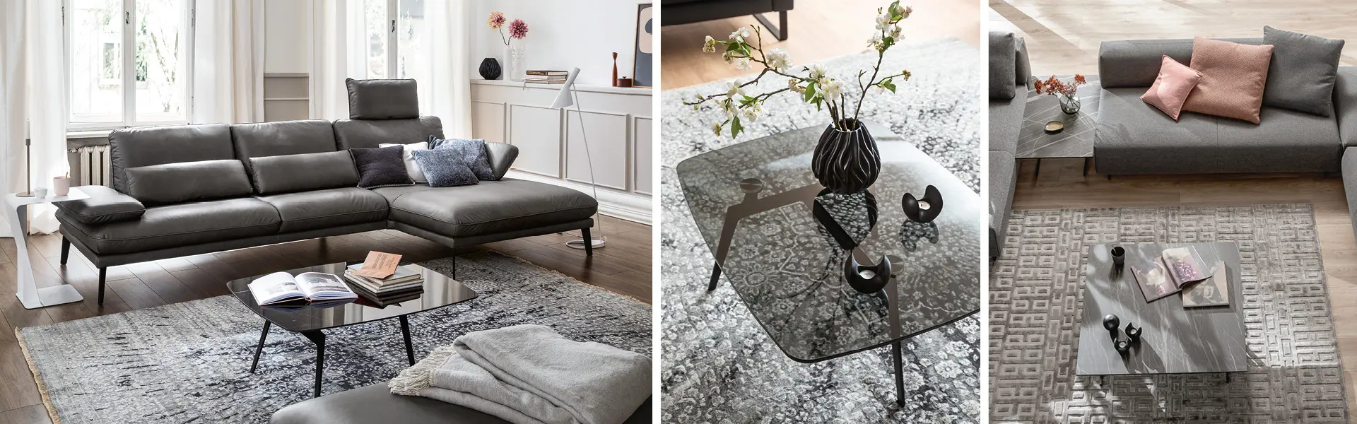 Der Couchtisch im Wohnzimmer dient als Ablagefläche und als Wohnaccessoire.