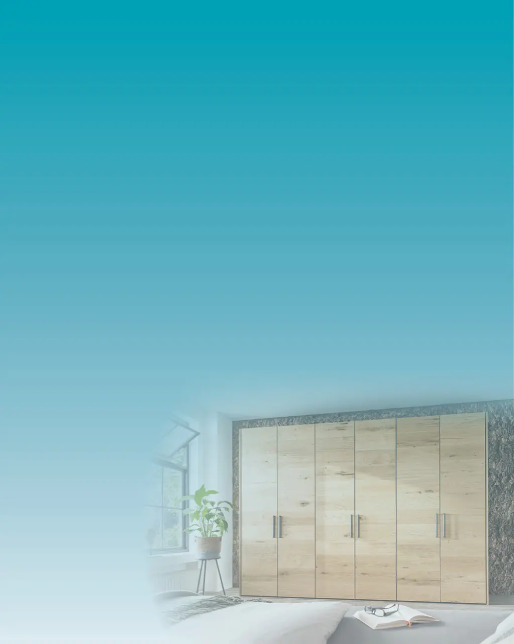 Holz-Kleiderschrank mit Drehtüren im Schlafzimmer, Bannerformat