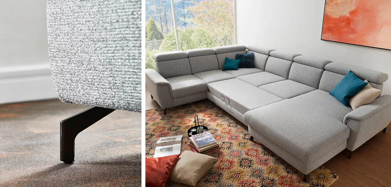 Holz, Metall und Kunststoff für die Beine, Leder, Kunstleder und Stoff für den Bezug – die Vielfalt, mit der sich Sofas gestalten lassen, ist riesig.