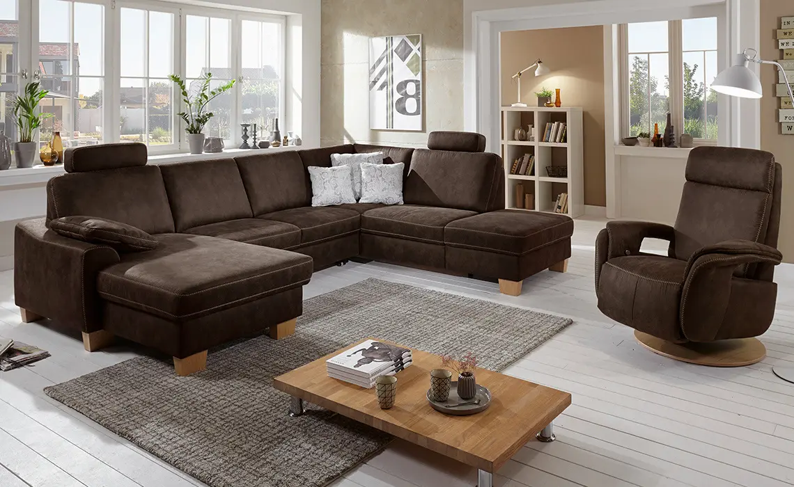 Ecksofa mit verschiedenen Stoffarben