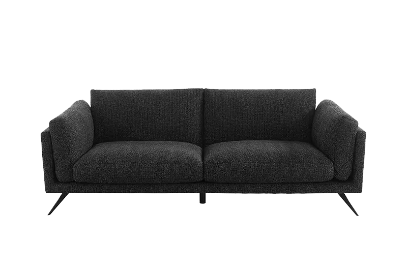 Schwarzes 2-Sitzer Stoffsofa.