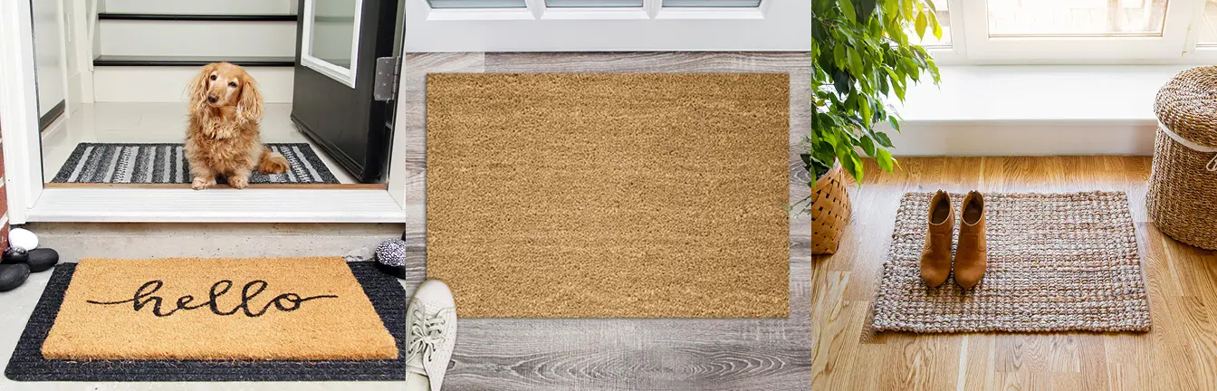 Schmutzfangmatten oder Fußabstreifer gehören auch zu den Bodenbelägen.