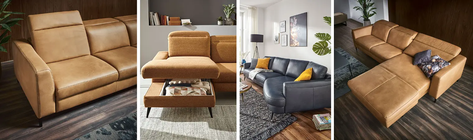 Sofas aller Art gibt es mit Leder-, Kunstleder- oder Stoffbezügen und in fast unendlich verschiedenen Designs. Bei Möbel Maier in Oberkirch-Nußbach beraten wir Sie gern.