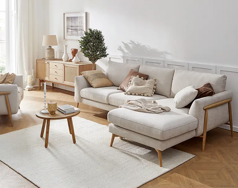 Lebensart Sofa Sutton beige Stoff