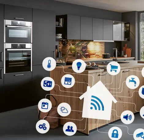 hochmoderne Holzküche mit Insel