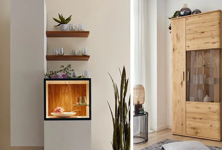 Ihre Lieblingsgegenstände kommen in Regalen oder Vitrinen gut zur Geltung. 