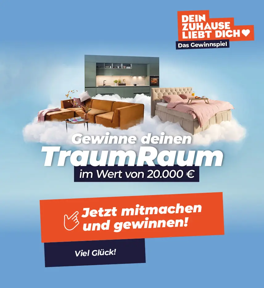 Gewinne deinen TraumRaum im Wert von 20.000 Euro – jetzt am Gewinnspiel teilnehmen.