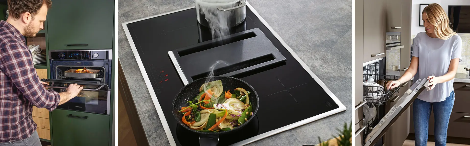 Elektrogeräte wie Backofen, Herd und Geschirrspüler sollten in keiner Küche fehlen.