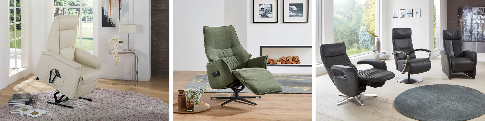 Der Fuß bzw. das Gestell eines Relaxsessels kann in unterschiedlichen Formen dahekommen.