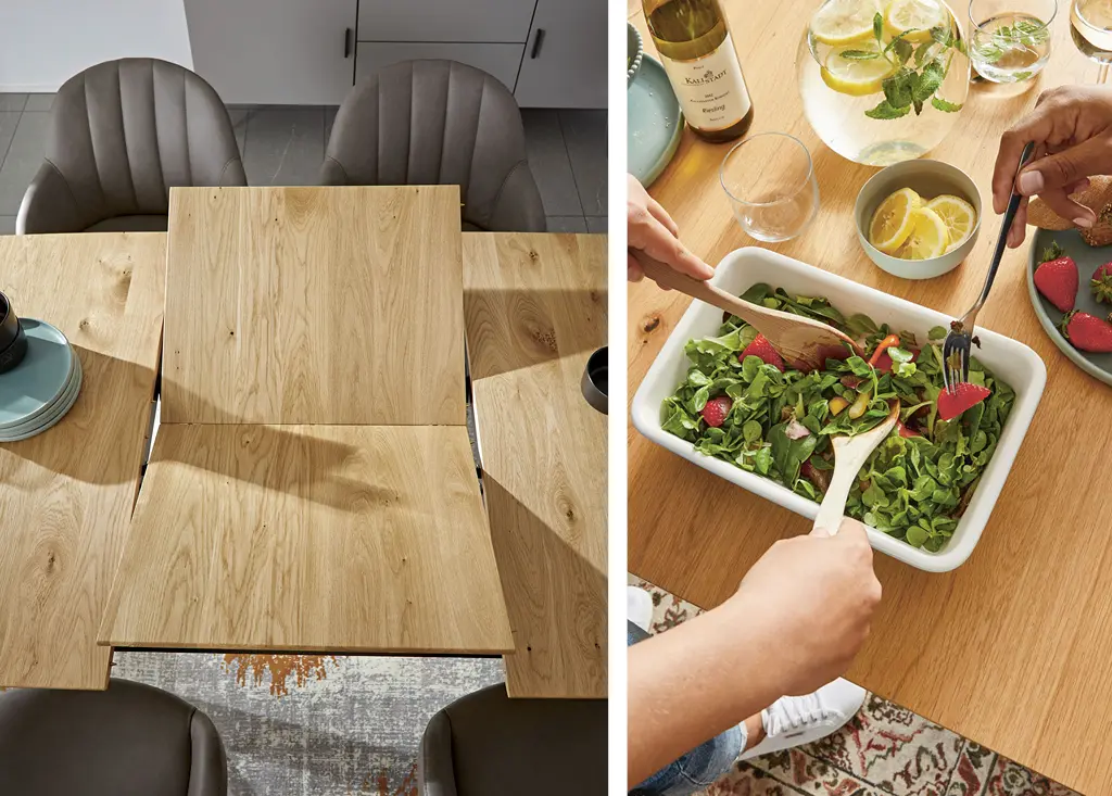 Wenn Freunde und Gäste zu Besuch sind, sollte der Esstisch ausziehbar sein.