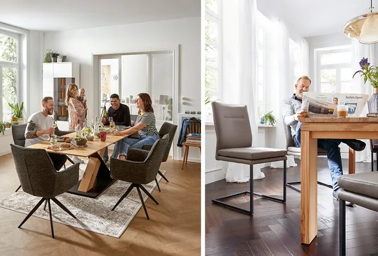 Am Esstisch begegnen sich Familie und Freunde. Er ist das Zentrum des Esszimmers.