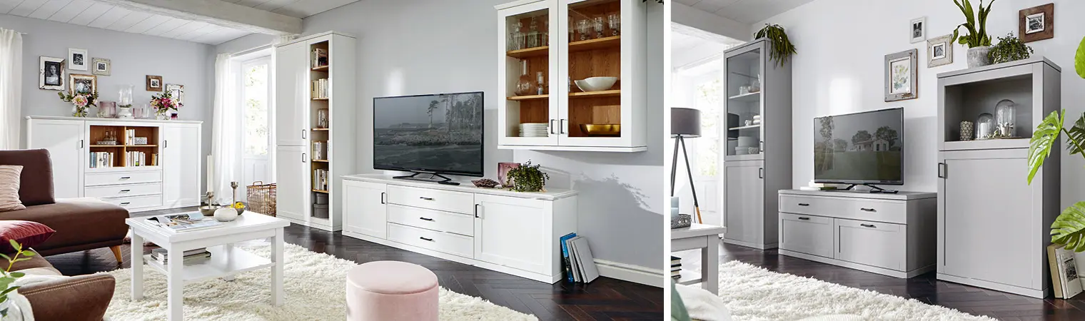 Der Landhausstil im Wohnzimmer sorgt für romantische und gemütliche Atmosphäre.