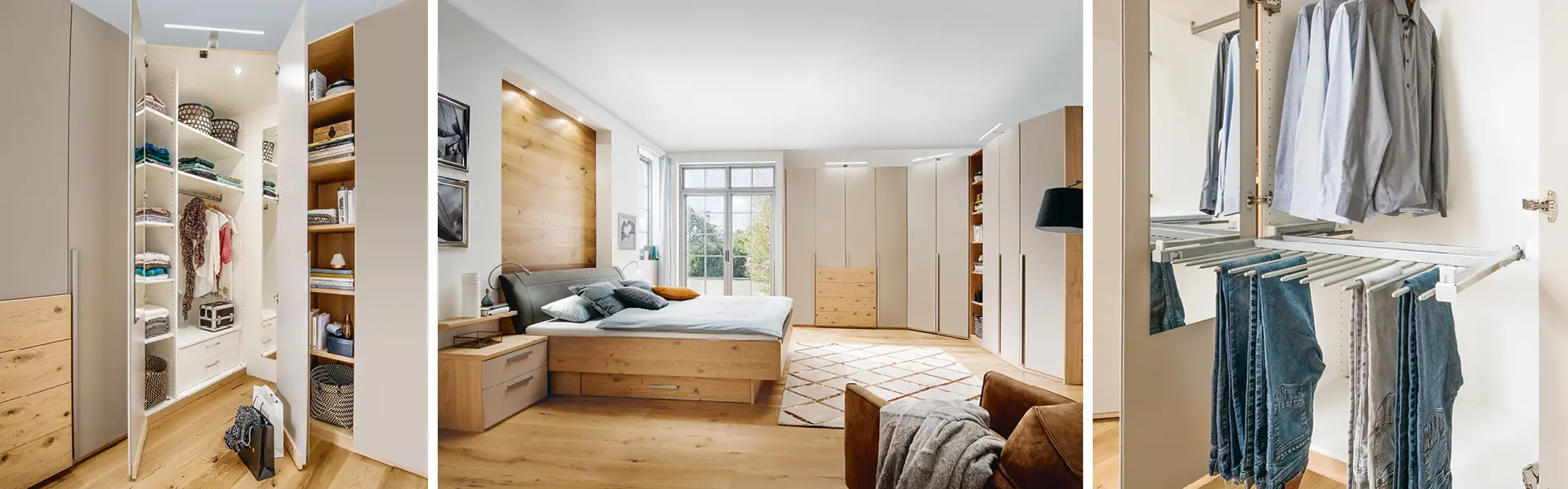 Einbaukleiderschrank im Schlafzimmer perfekt nach Maß mit Kleiderstangen