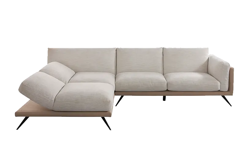 Weißes Ecksofa mit klappbarem Rücken beim Longchair.