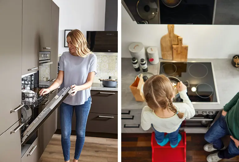 Zu den Elektrogeräten zählen unter anderem Geschirrspüler, Herd, Dunstabzug, Backofen, aber auch Kaffeemaschinen und Kühlschränke.