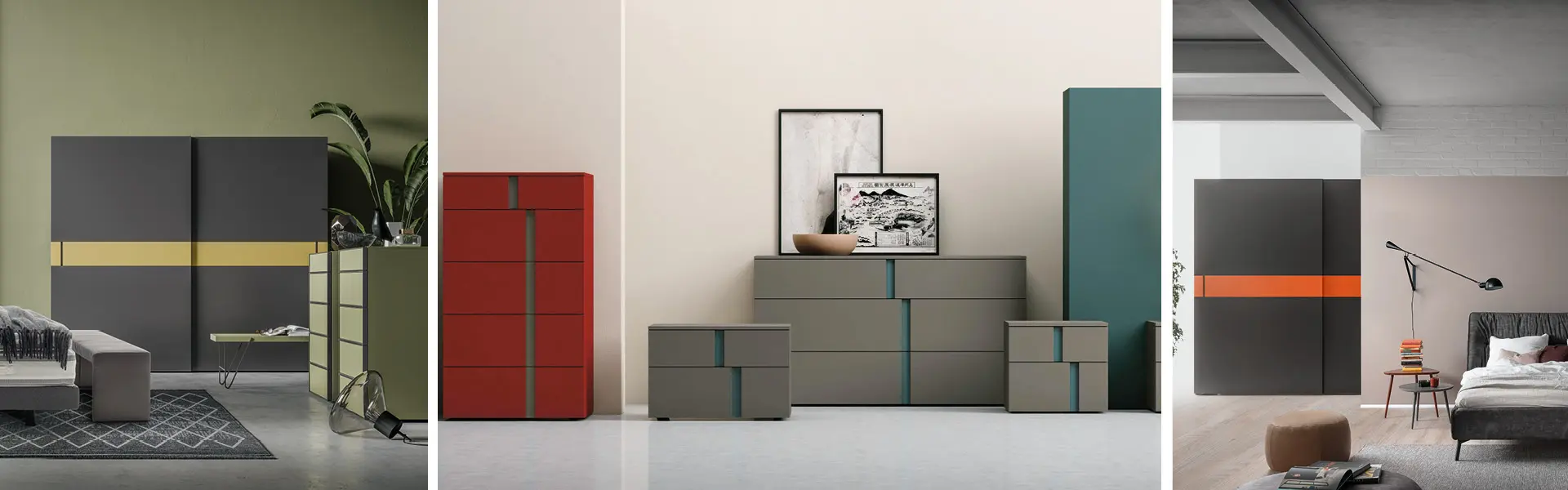 Kleiderschrank und Kommode im Set: Farben und Design harmonieren miteinander.