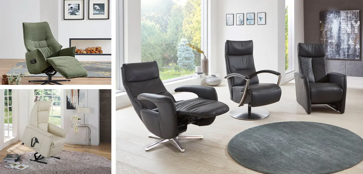 Der Fuß bzw. das Gestell eines Relaxsessels kann in unterschiedlichen Formen dahekommen.