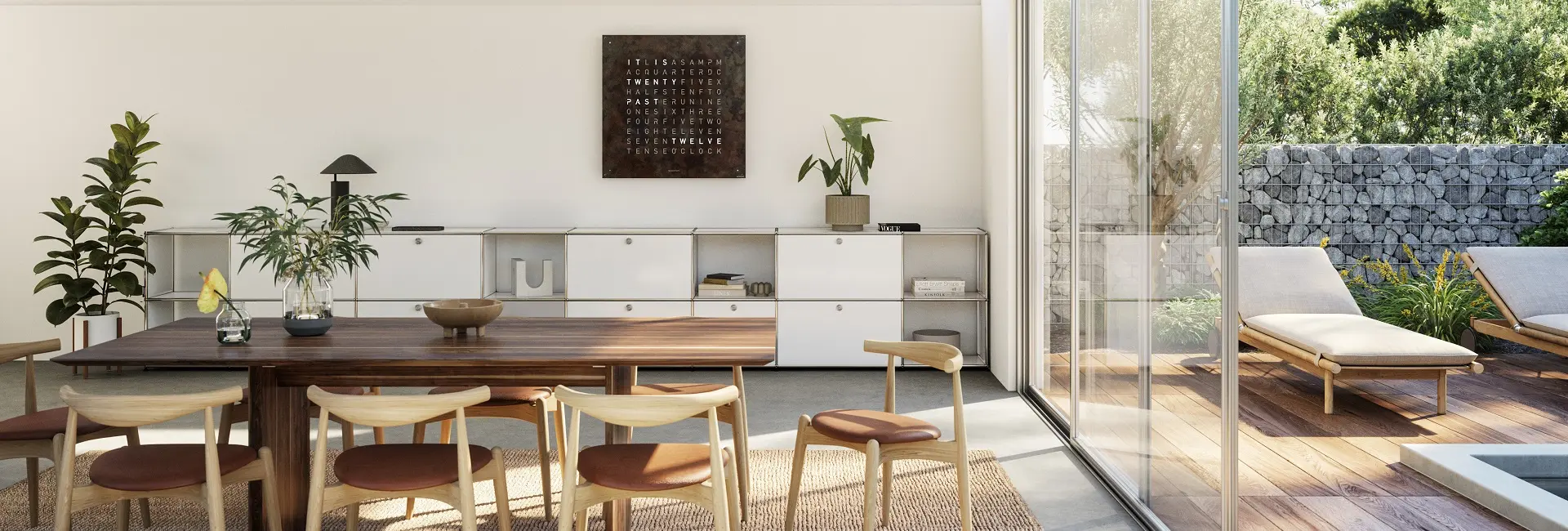 wohnzimmer qlocktwo hell