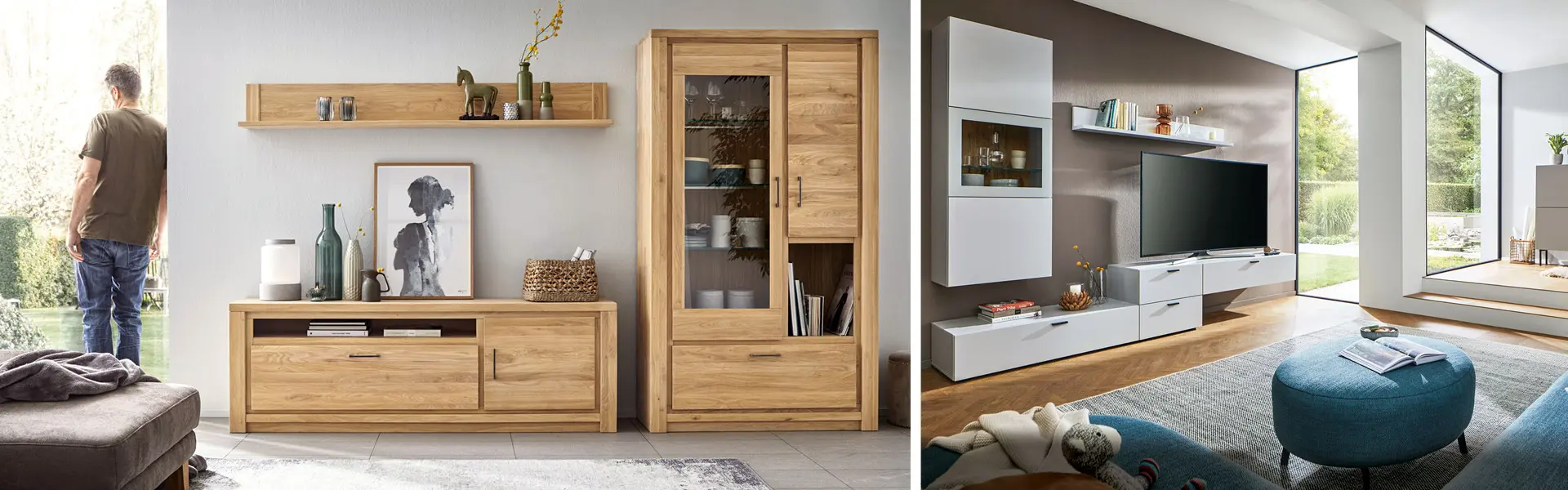 Wohnwand – modern können auch Holzmöbel sein.