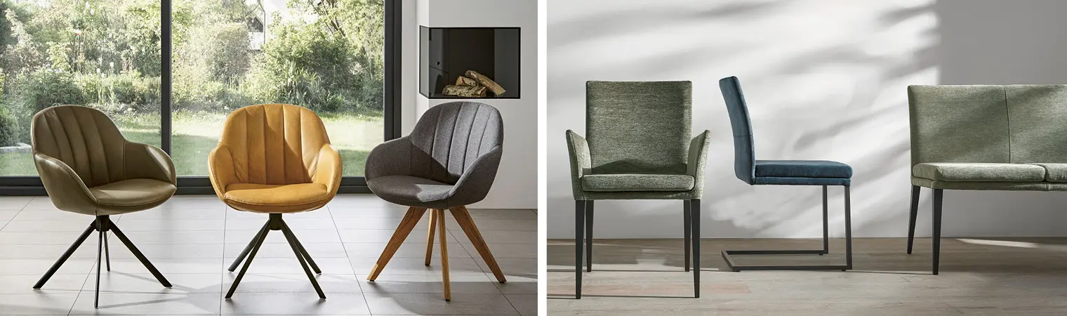 Polsterstühle gibt es in vielen unterschiedlichen Designs. Den Stil bestimmen Sie selbst.