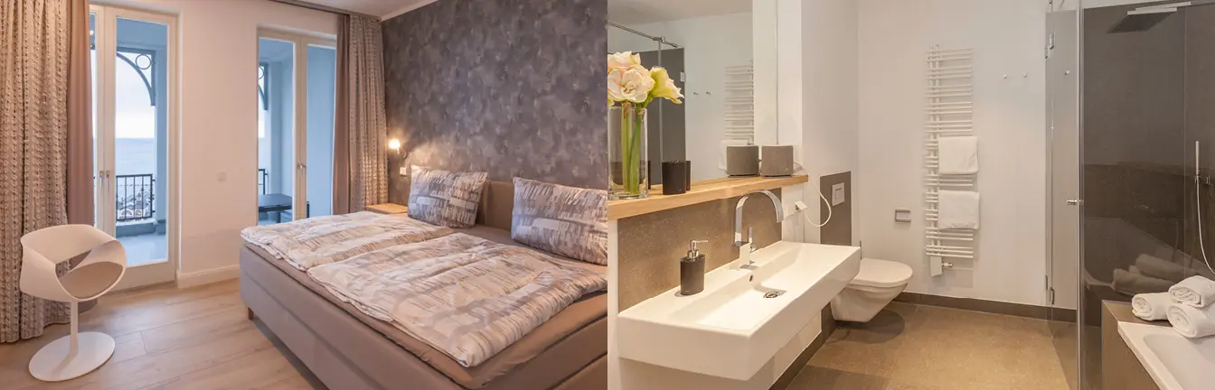 Verschiedene Ansichten der Inneneinrichtung einer Sylter Ferienwohnung