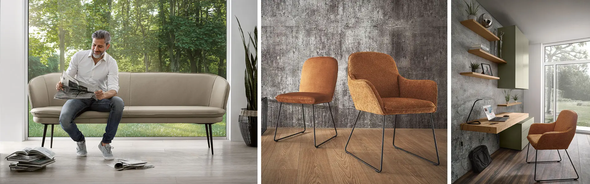 Polsterbank und Polsterstühle für Ihr Esszimmer sorgen für Gemütlichkeit.