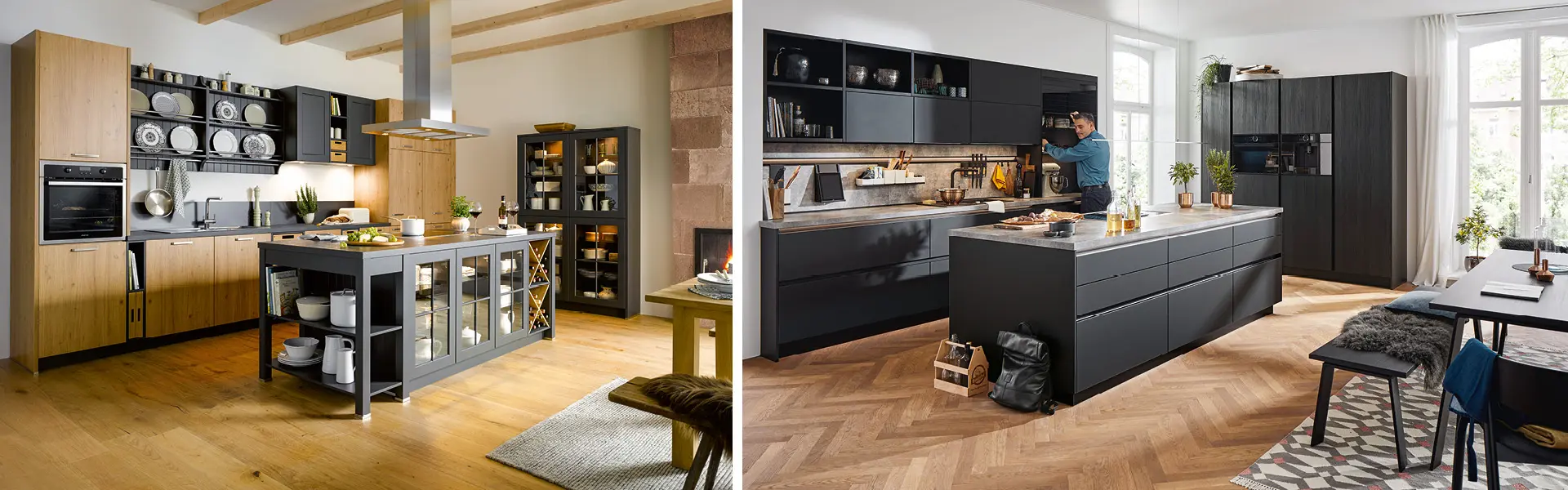 Ein Vorteil der Küche mit Insel ist der zusätzliche Stauraum in der Kochinsel.