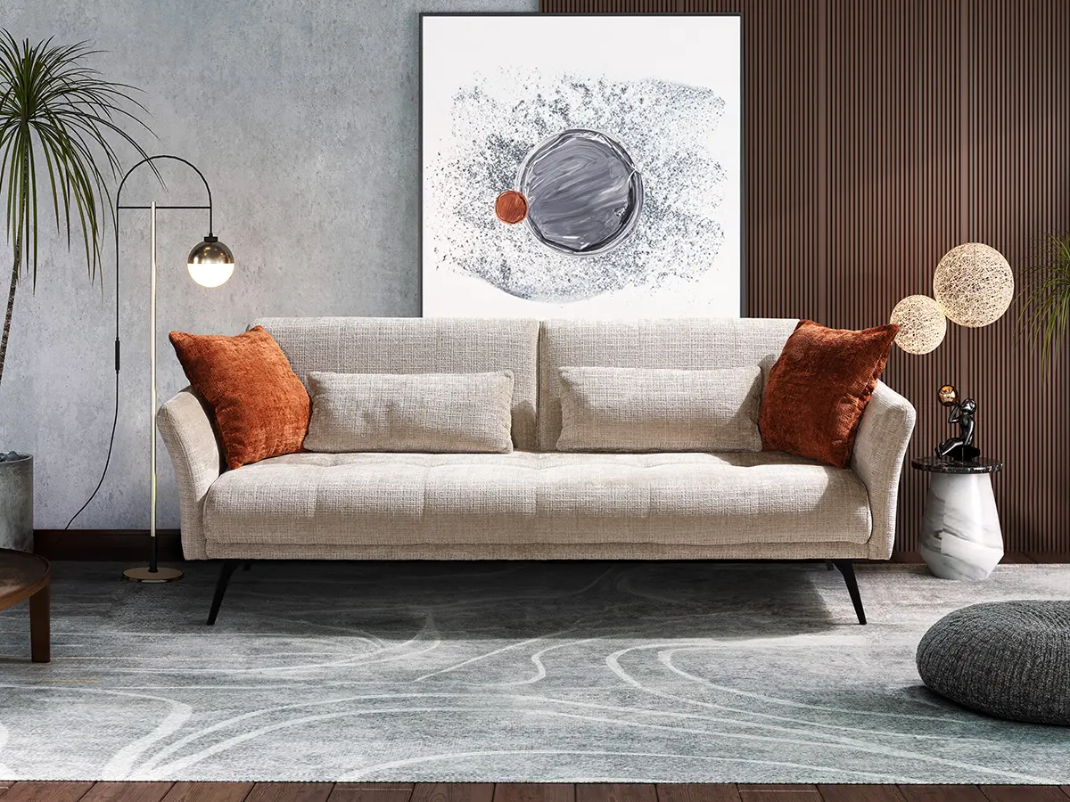 Helles Schlafsofa mit Rücken abklappbar