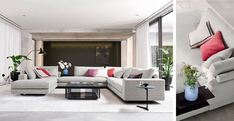 Zur großflächigen Wohnlandschaft können verschiedene Couches, Sessel und Hocker, Zwei-Sitzer-Sofas und viele weitere Polstermöbel gezählt werden.