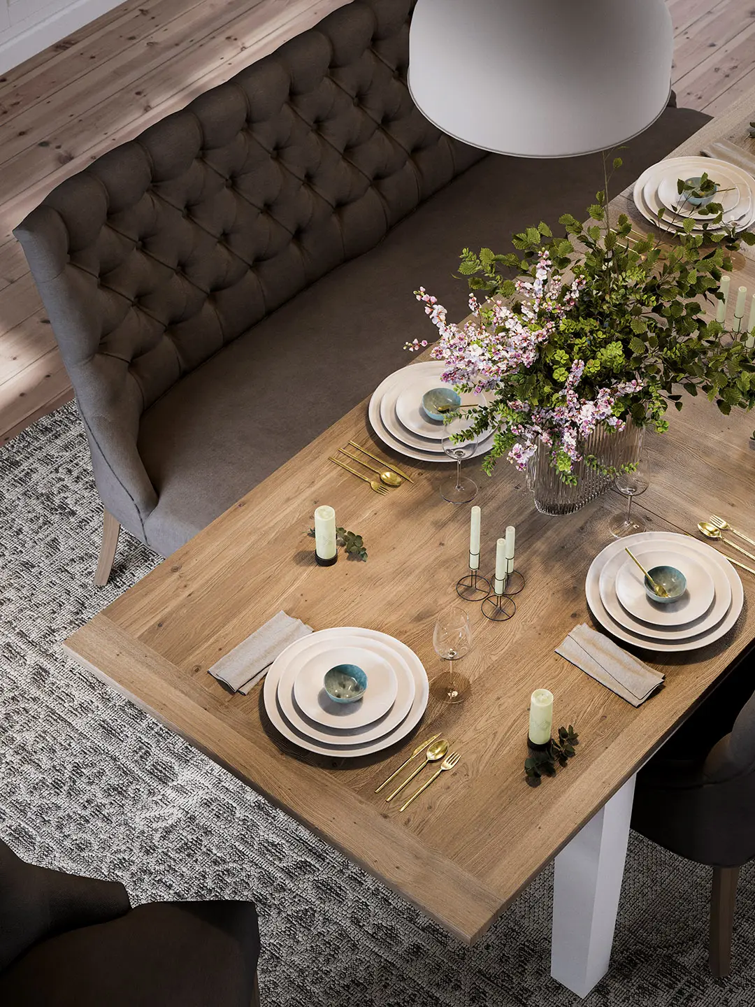 Erweiterbarer Esstisch mit Sitzbank Litchfield