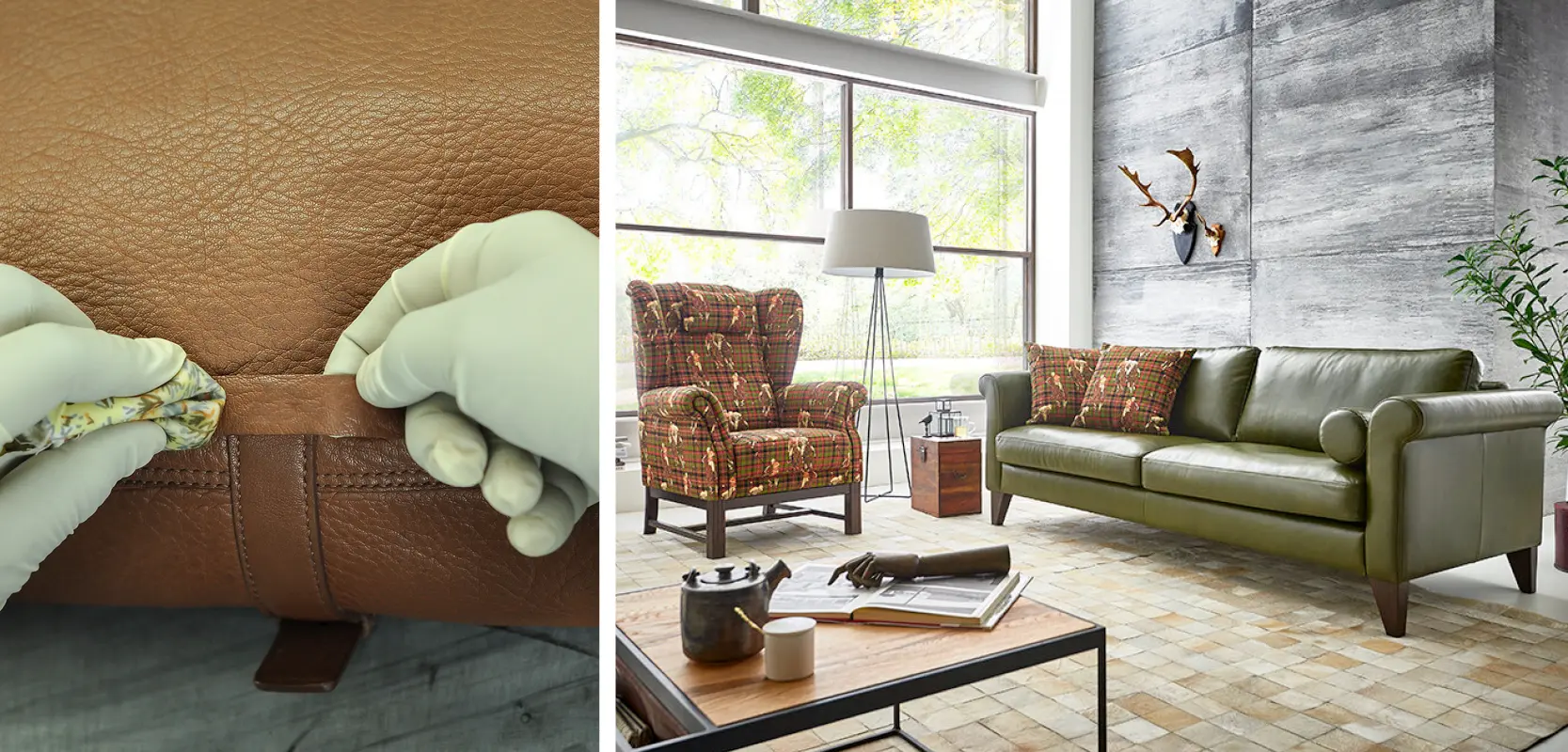 Bienenwachs und Öl sowie Wasser und chemische Reinigungsmittel eignen sich gut zur Lederpflege.