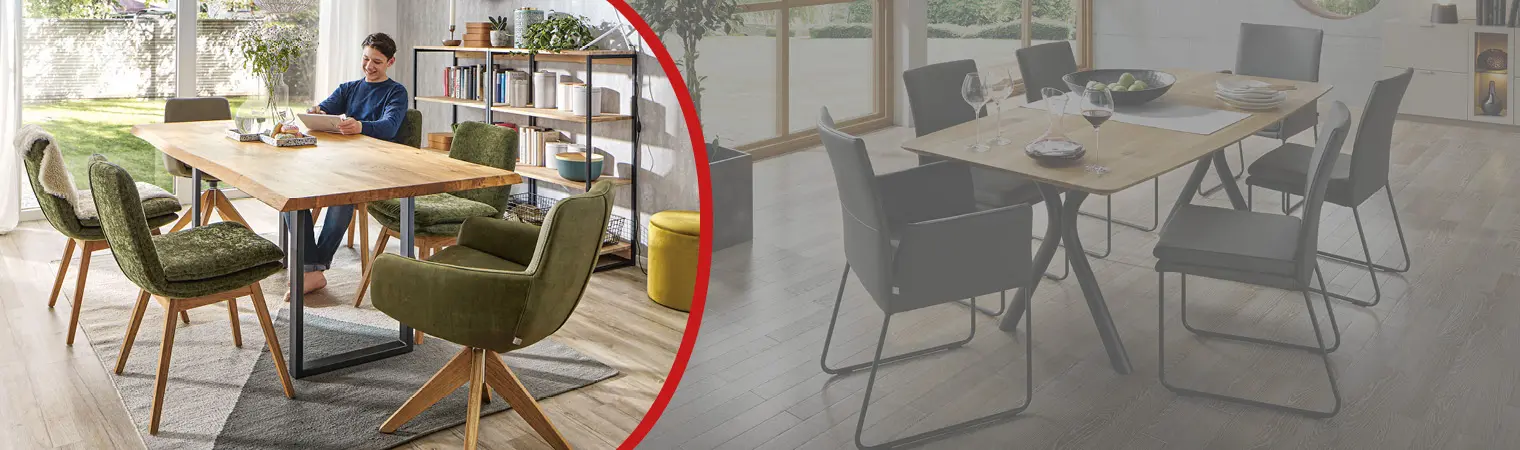 : „Sie möchten mehr über Polsterstühle und -bänke erfahren? Kommen Sie vorbei – wir beraten Sie gern!“