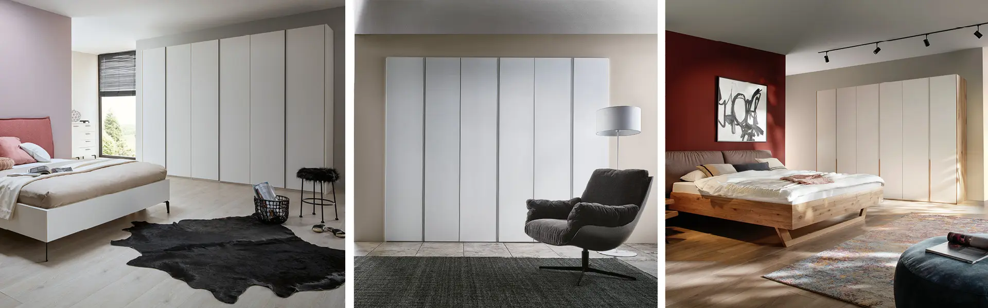 Kleiderschränke mit Schiebetüren und Schwebetürenschränke nehmen weniger Platz im Raum ein. 