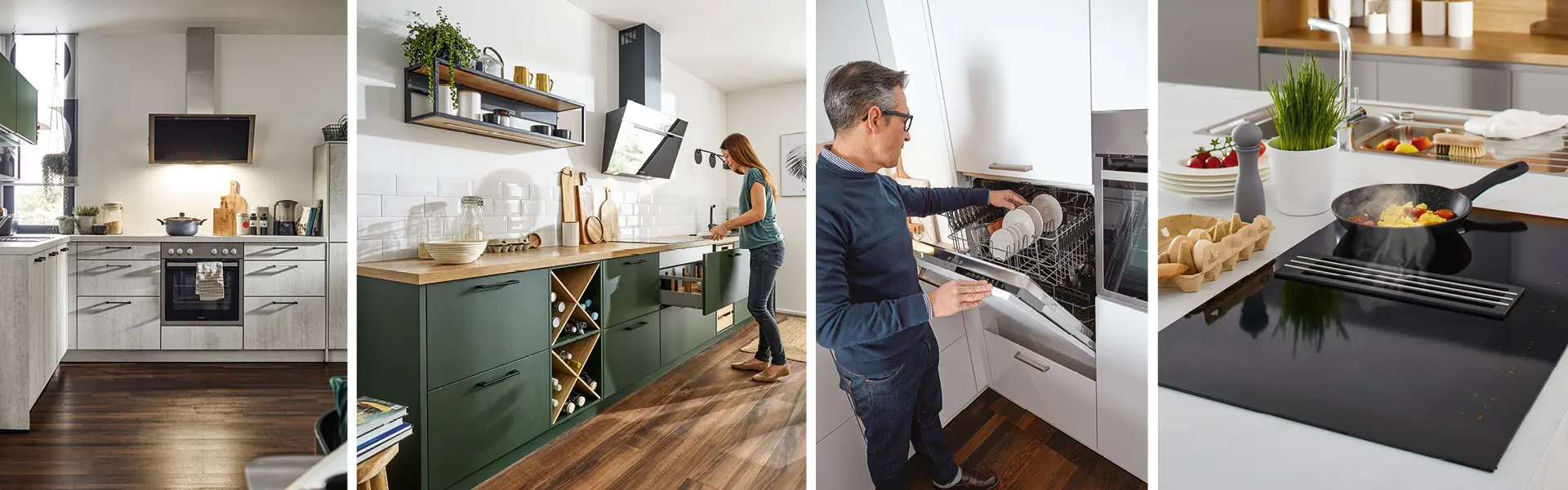 Elektrogeräte wie Ofen, Dunstabzugshaube, Geschirrspüler und Herd sollten in keiner modernen Küche fehlen.