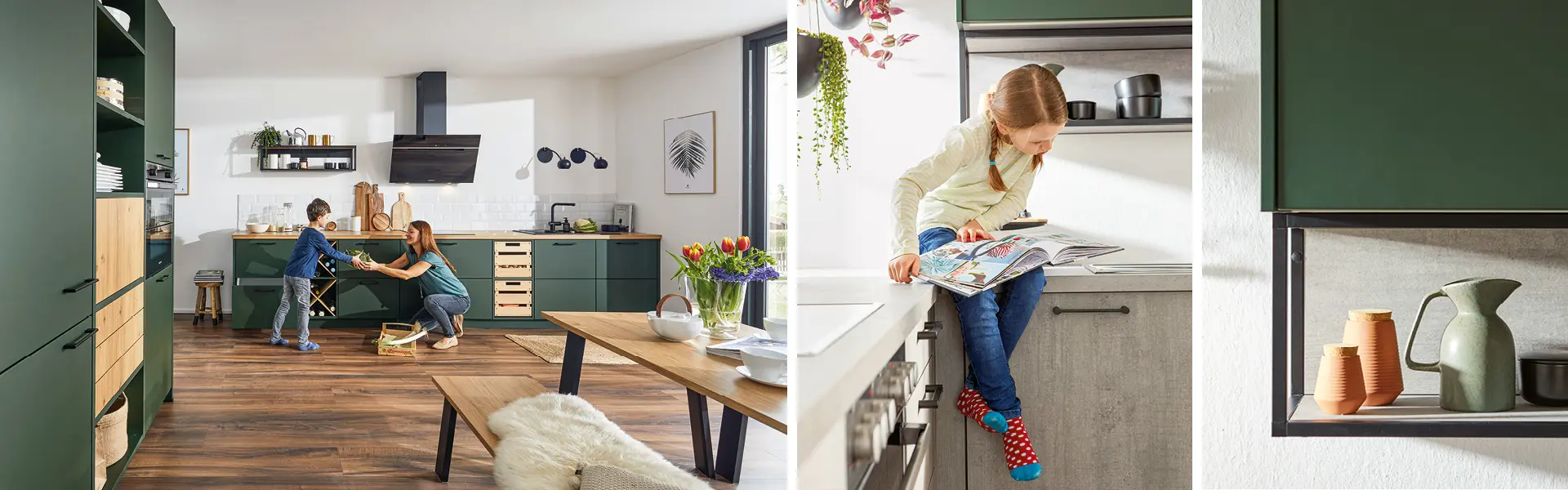 In der Küche, vor allem in der geräumigen Wohnküche, kommen Freunde und Familie zusammen.