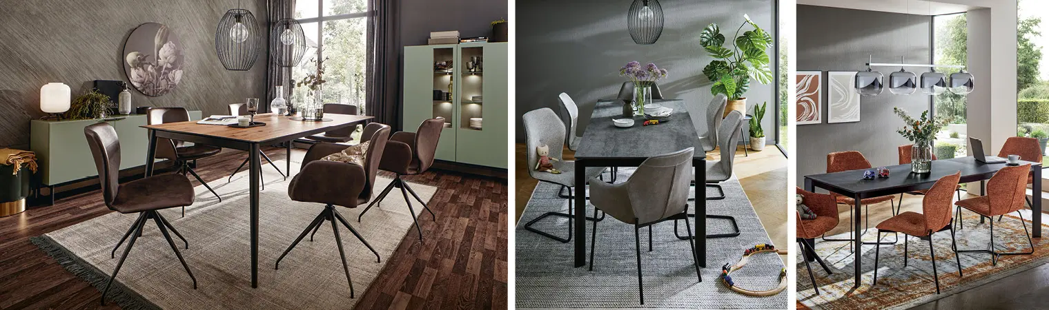 Harmonie im Esszimmer entsteht durch Stühle, die zum Esstisch passen.