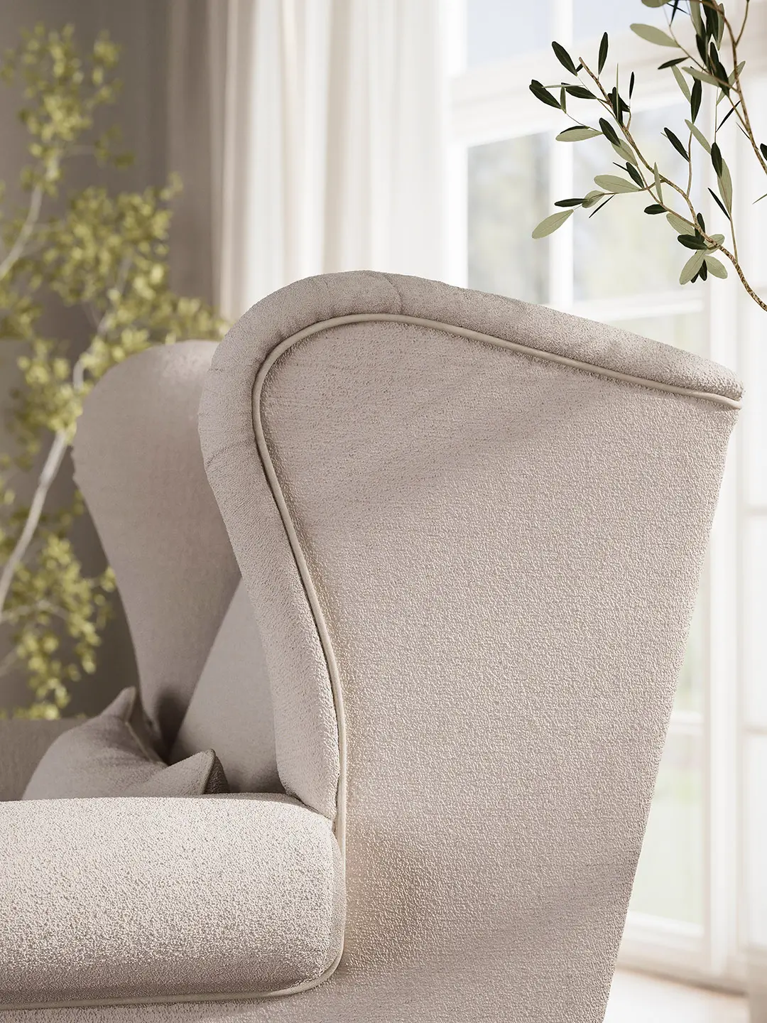 Mapleton – Ohrensessel in Beige (Hochformat)