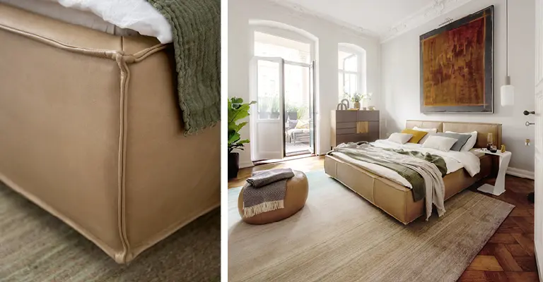 Das Bettgestell kann aus Holz, Metall, Kunststoff oder einem anderen Material bestehen.