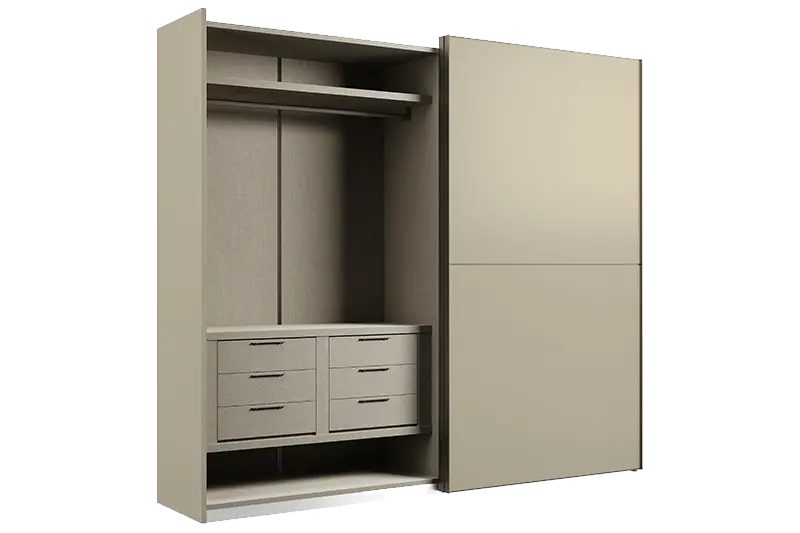 Ein Schwebetürenschrank eignet sich ideal für kleinere Schlafzimmer.