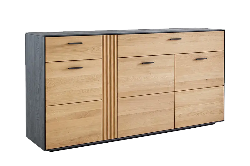 Sideboard Global Wohnen Estana in Eiche legno und Rahmen in der Farbe Anthrazit.