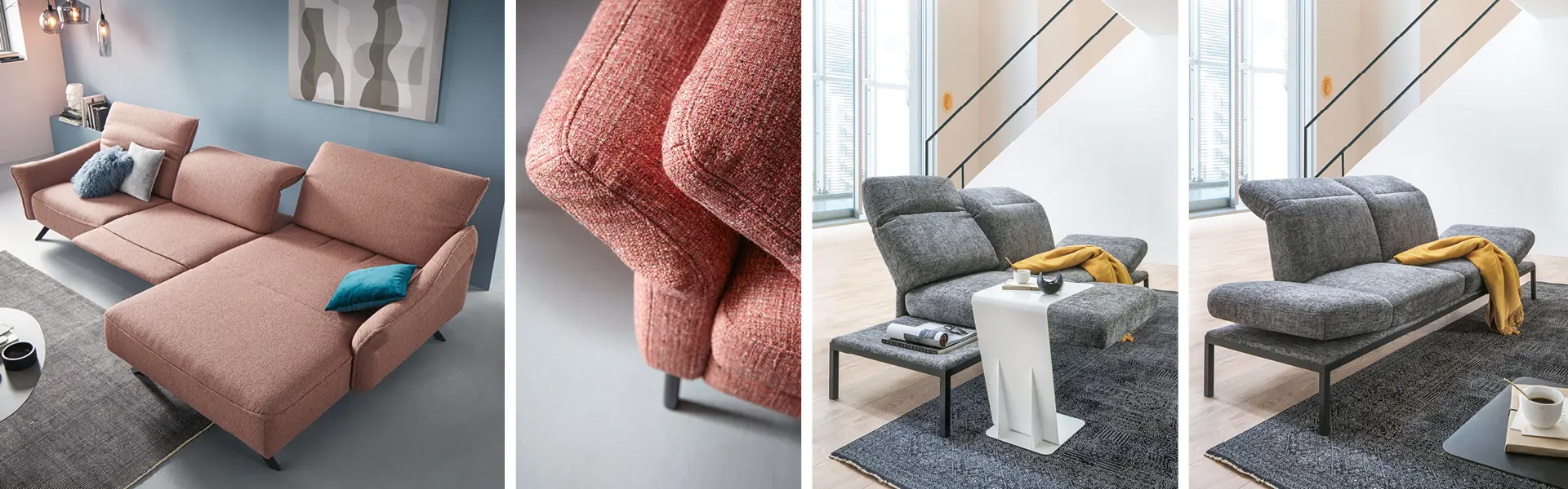 Funktionssofas zeichnen sich durch ihre flexible Verstellbarkeit durch unterschiedliche Funktionen aus.