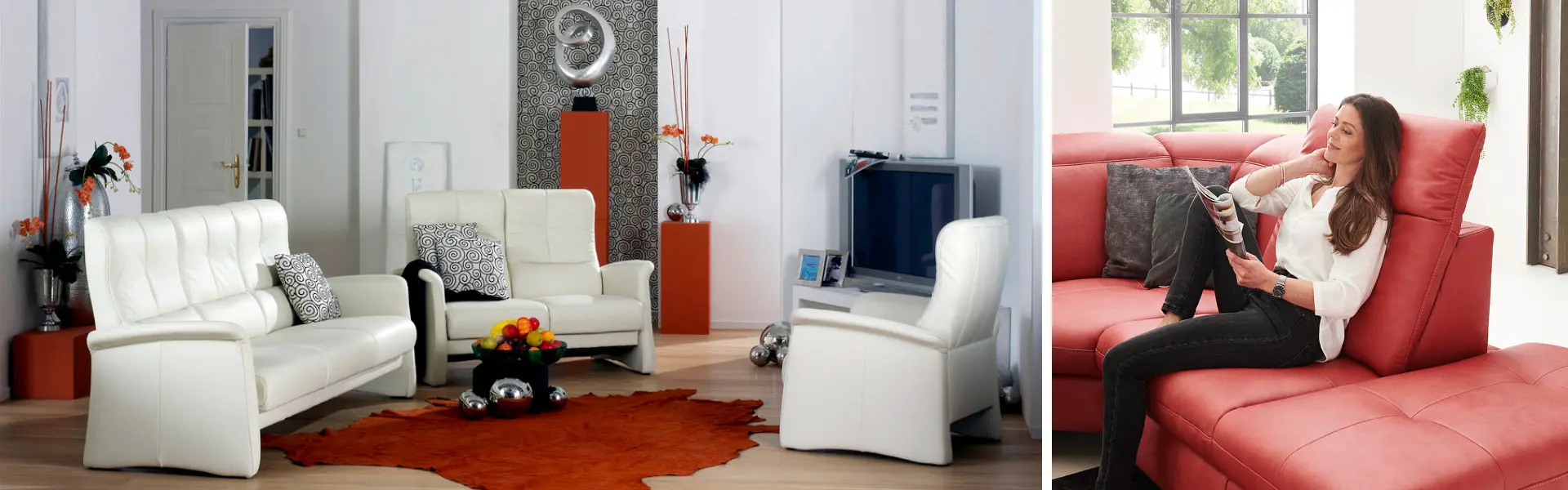 Ledersofas gibt es in vielen unterschiedlichen Farben.