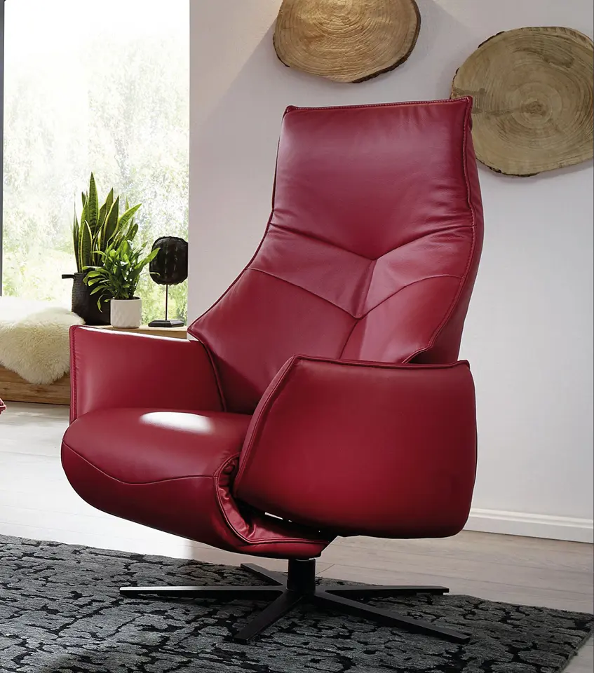 Rot Leder Couchgarnitur